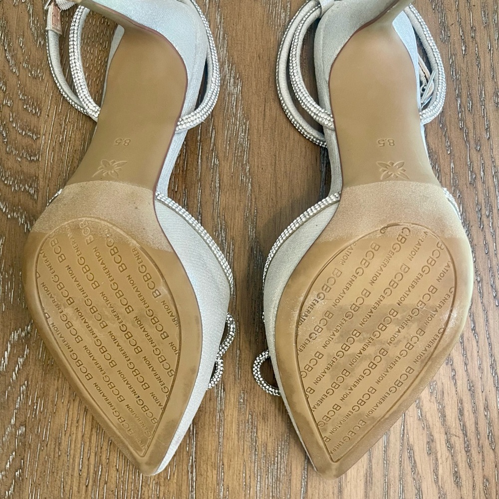 BCBGeneration Annese Silver And Rhinestone Heels Ankle Straps - Picture 5 of 8